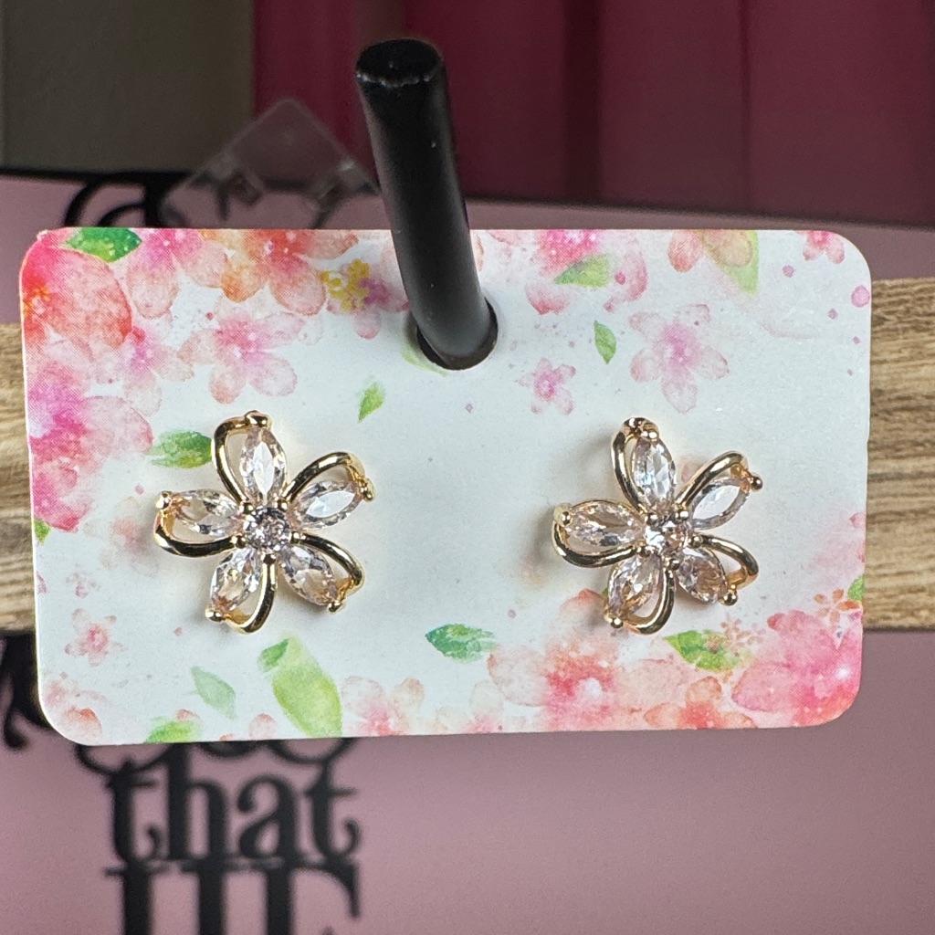 Gold Flower Crystal Earrings 5$